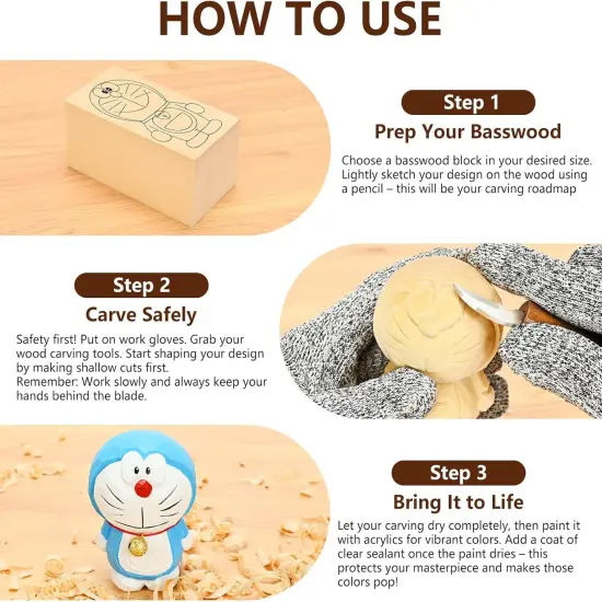 22PCS Whittling Wood Blocks Wood Carving Kit {3}