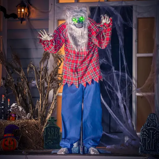 63" Halloween Decoration Outdoor Standing Werewolf Animatronics {5}