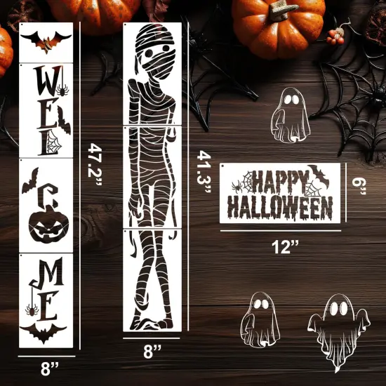 Halloween Stencils - Skeleton, Welcome Stencil, Boo, Trick or Treat {2}