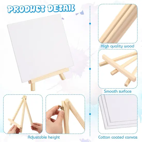 10 Set Canvas Boards with Easel for Painting Kit {5}