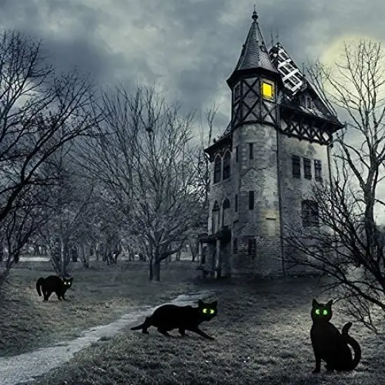 3 Pack Halloween Metal Black Cats with Reflective Eyes {2}