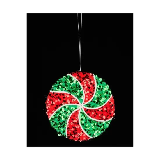 6" Sequin Peppermint Ornament: Red/Green {2}