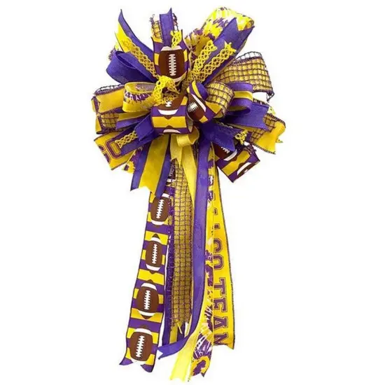 2.5" Football Royal Ribbon: Purple/Yellow (10 Yards) {3}