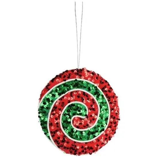 6" Sequin Peppermint Swirl Ornament: Red/Green {1}