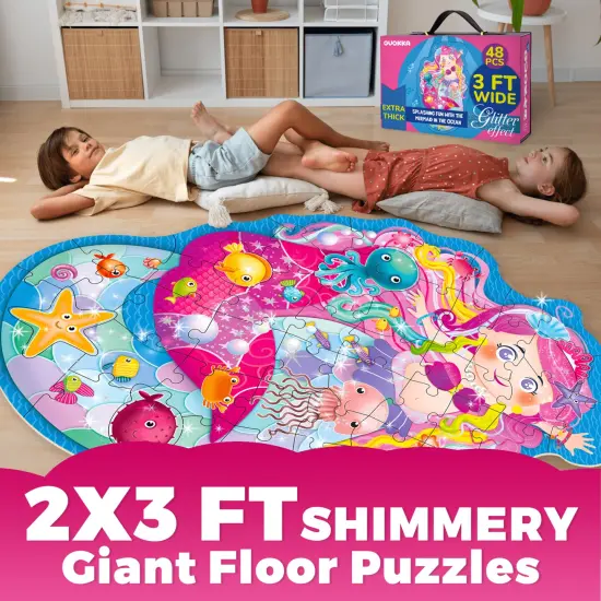 2x3 FT Glitter Giant Floor Puzzles for Kids | Mermaid {5}