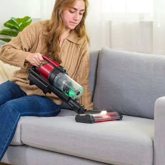 IRIS USA Cordless Stick Vacuum Cleaner - Black/Red {3}