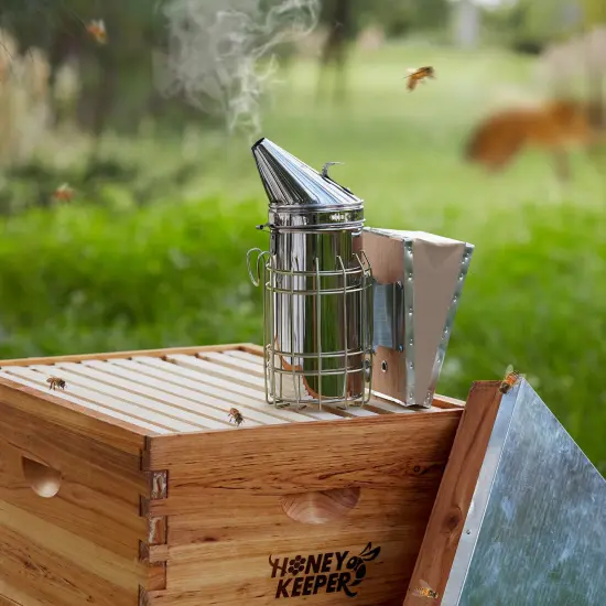 Honey Keeper Bee Hive Smoker Stainless Steel with Heat Shield Beekeeping Beehive Equipment {2}