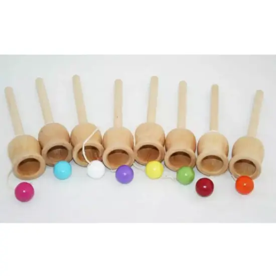 Kitcheniva Plop In The Top A Classic Ball And Cup Old Time Wooden Kids Toy Party Favors Brown {1}