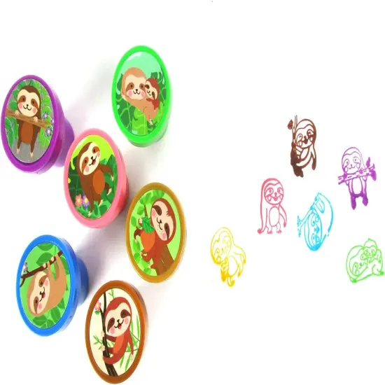 Tiny Mills 36 PACK Sloths Valentine's Day Cards with Stampers for Valentine's Day Classroom Exchange Birthday Party Favor Prizes {3}