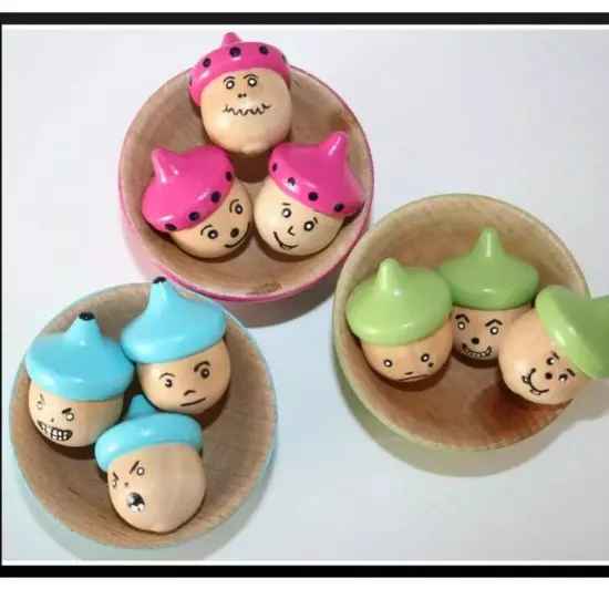 Kitcheniva 25 Pcs Natural Wooden Acorns Waldorf Fall Decor DIY {5}