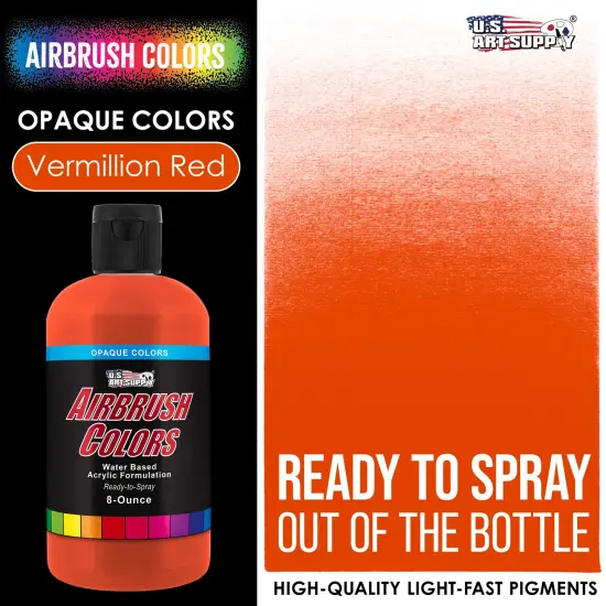 Vermillion Red, Opaque Acrylic Airbrush Paint, 8 oz. {2}