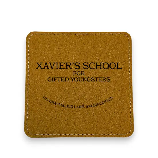 Coaster - Xaviers School for the Gifted and Talented - SET OF 2 - Leather or Stitched Cork Dark Brown/Black {4}