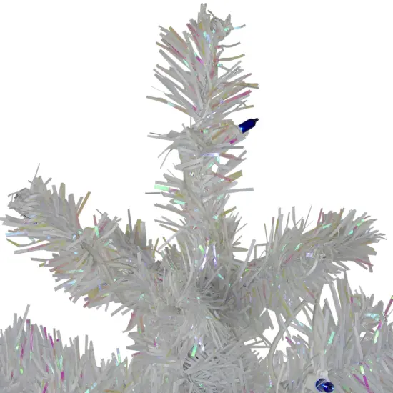Northlight Pre-Lit Medium White Iridescent Pine Artificial Christmas Tree - 3' - Blue Lights {4}