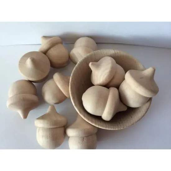 Kitcheniva 10 Pcs Natural Wooden Acorns Waldorf Fall Decor DIY {5}
