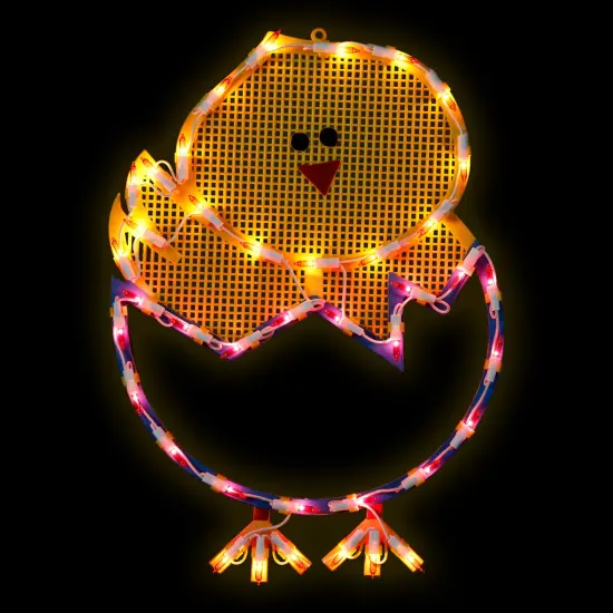 Northlight Lighted Hatching Baby Chick in Egg Easter Window Decoration - 17" Yellow {1}