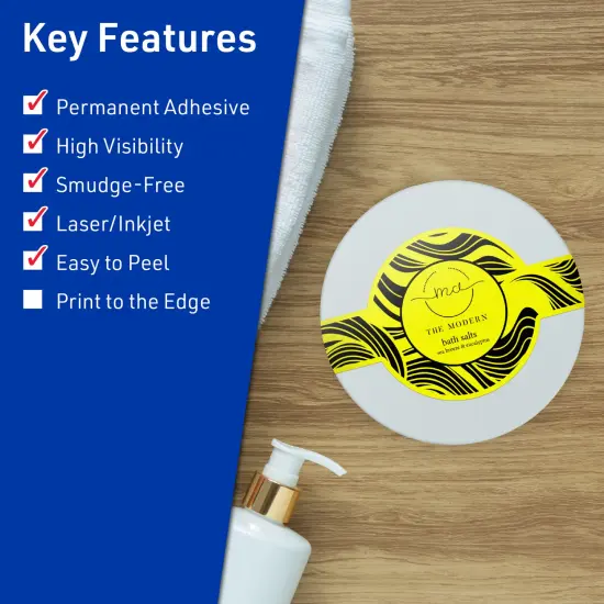 Avery Neon Yellow Paper Labels, 2-3/8" x 8" Wraparound {2}