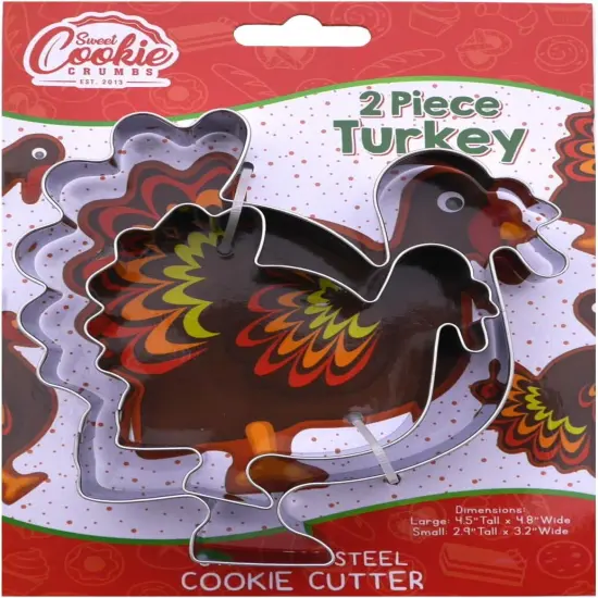 Thanksgiving Turkey Cookie Cutter Set 2-Piece Premium Stainless Steel {3}