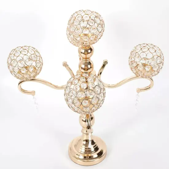 55cm Gold Centerpiece Candelabra Crystals CandLE Holder Home Decorative {2}