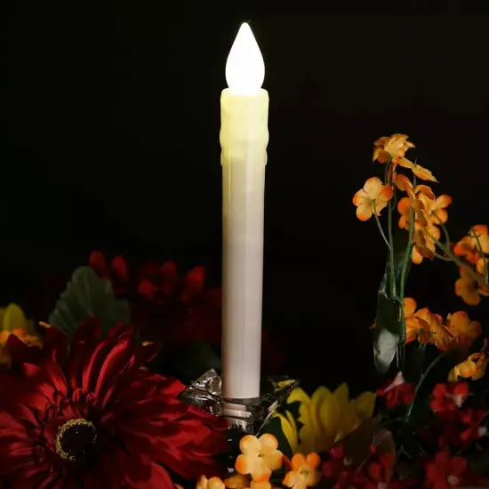 3 Warm White 9-Inch tall LED Taper Flameless Candles Lights Party Centerpieces {4}