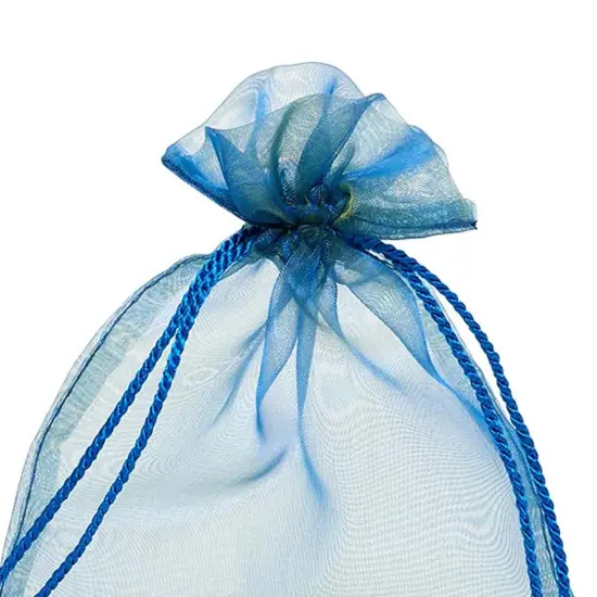 Jewel Tone Iridescent Sheer Tasseled Bags 3 1/2 '' X 5 '' for Favors Sapphire Blue {5}