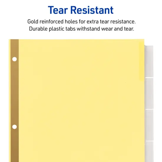 Avery Big Tab Insertable Dividers for 3 Ring Binder, 5-Tab Sets, Clear Tabs, Buff Paper with Gold-Reinforced Buff Paper, 24 Sets (11113) {6}
