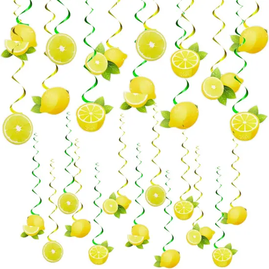 40 Pcs Lemon Party Decorations Lemon Hanging Swirl Decorations Citrus Lemonade Party Hanging Decor for Boy Girl Baby Shower Kids 1st Birthday Summer Fruit Theme Party {1}
