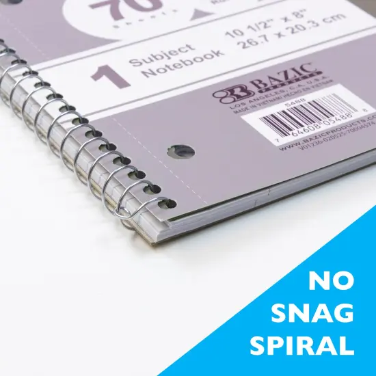 BAZIC Notebook Spiral C/R 1-Subject Morandi Poly Cover 70 Ct. {5}