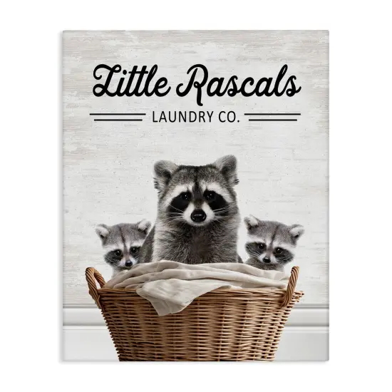 Stupell Industries Little Rascals Laundry Raccoons Canvas Design by Lettered and Lined {1}