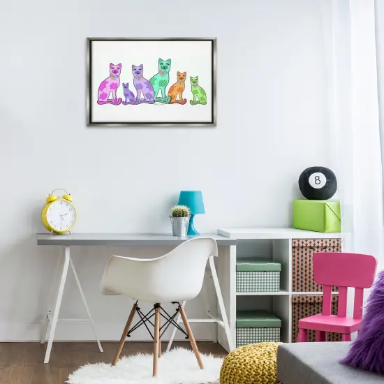 Stupell Industries Funky Whimsical Cats Floating Frame Design by Katie Conley {2}