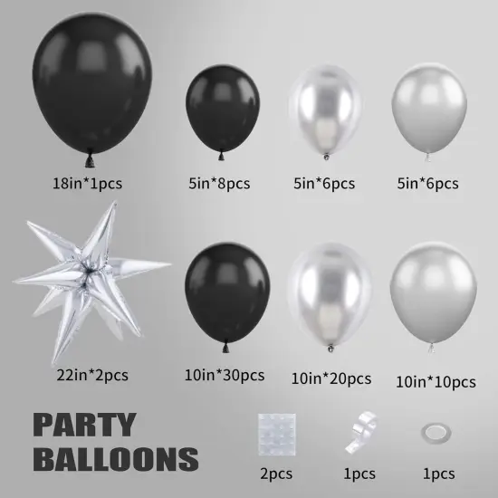 Red Black White Balloon Arch Kit Latex Balloon Silver {2}