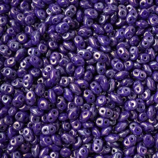 Matubo 2-Hole Czech Glass Opaque Luster Superduo Beads, 100g Blue / Nebula {1}