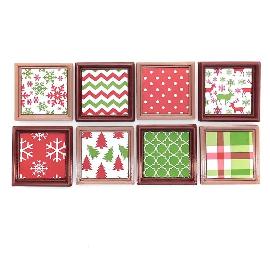 Framed Wall Art for Dollhouses, 8 Christmas Patterns, about 1 inch high, Adorabilities {4}