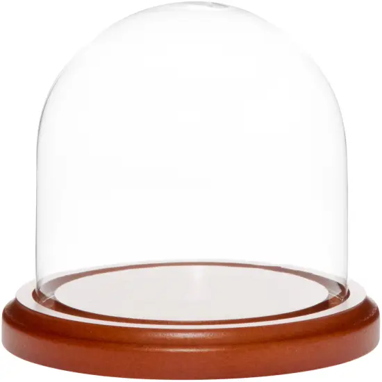 Plymor 4" x 4" Glass Display Dome Cloche Dark Mahogany Veneer {2}
