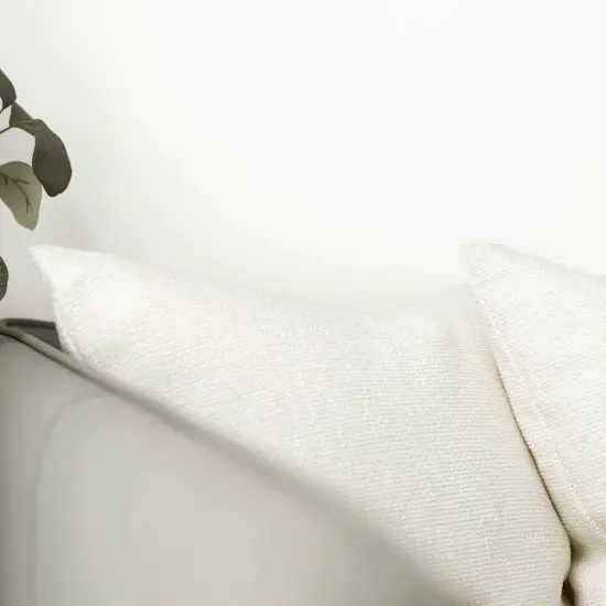 Set of 2 Chenille Linen Decorative Throw Pillow Covers 18x18 Inch Textured Farmhouse Pillow Covers for Bed Couch Sofa Living Room Rustic Cushion Cases, Cream White {2}