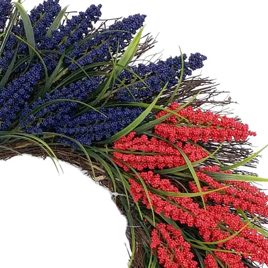 22" Patriotic Red, White & Blue Wreath – Americana Floral Door Decor for 4th of July {2}