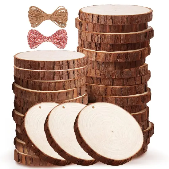 Wood Slices 30 Pcs 2.8-3.1 Inches Natural Wood Rounds Wooden Circles for Crafts Christmas Ornaments Unfinished Wood Kit with Predrilled Hole for DIY Arts Painting Centerpieces (2.8-3.1 inches) {1}