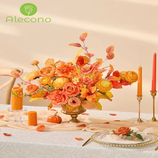 Artificial Bright Orange Silk Flowers {3}