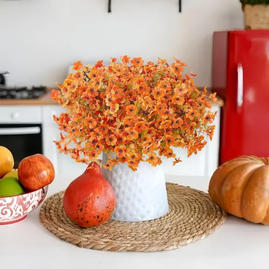 20 Bundles Fall Artificial Mums Flowers (Orange) {5}
