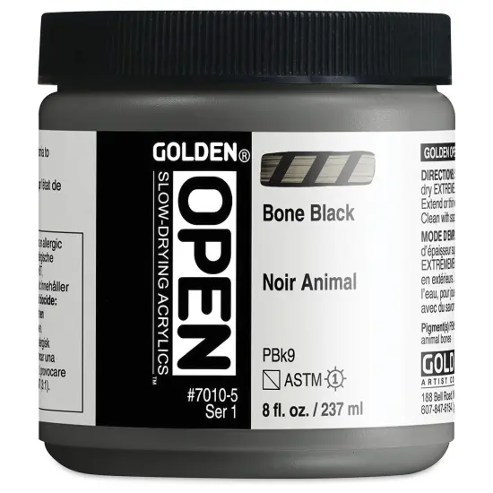Golden Open Acrylics - Bone Black, 8 oz Jar {2}