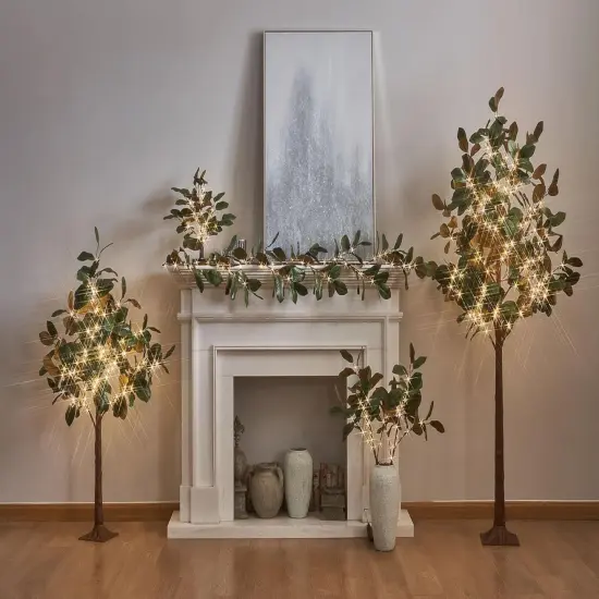 Faux Magnolia Garland with Lights 6FT Battery {3}