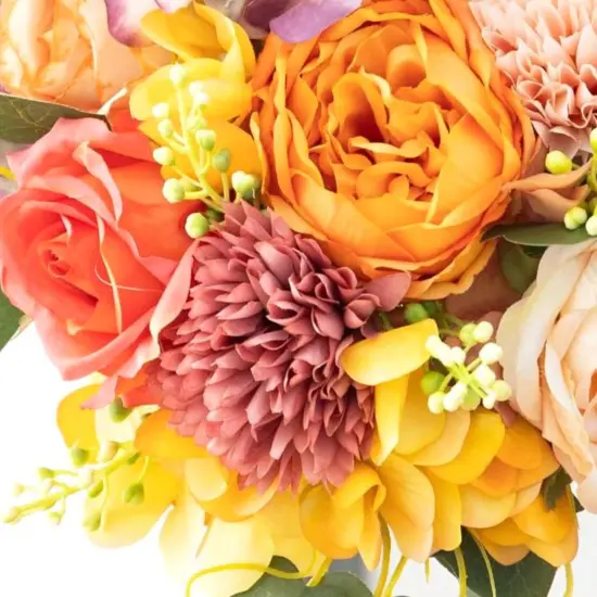 Peonies Artificial Flowers, Orange Silk Peonies Flowers Fake Peonies Bouquet for Autumn Spring Summer {2}