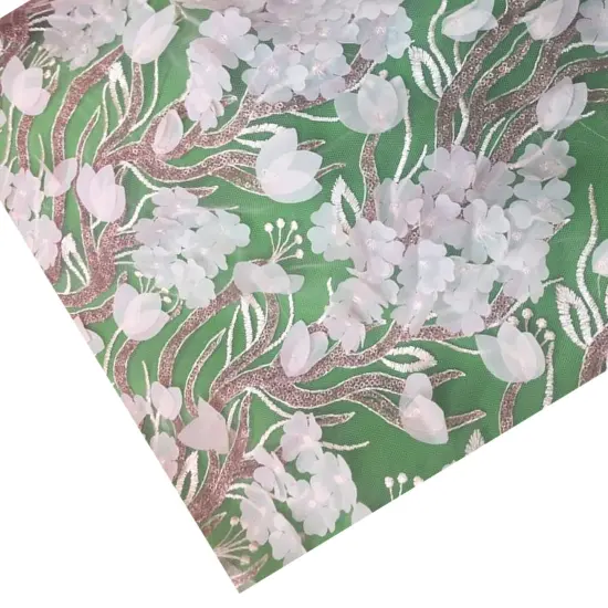 1 Yard Metallic 3D Design Lace Fabric for Dress and Gown, 55 Inches Wide {5}