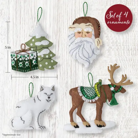 Bucilla Felt Ornaments Applique Kit Set Of 4-Nordic Noel {4}
