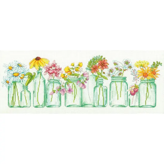 Dimensions Counted Cross Stitch Kit 18"X7"-Mason Jar Lineup {3}