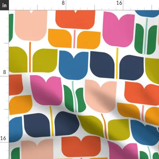 Various Fabrics by the Yard or Fat Quarter Retro Scandi Floral Colorful Tulips Geometric Scandinavian Mcm Mid Century Garden Bold Large Scale Cheerful Classroom Playroom Custom Printed Fabric by Spoonflower {2}