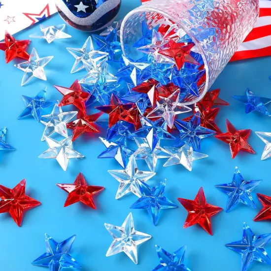 120Pcs Patriotic Acrylic Star Ornaments Vase Filler Independence Day {4}