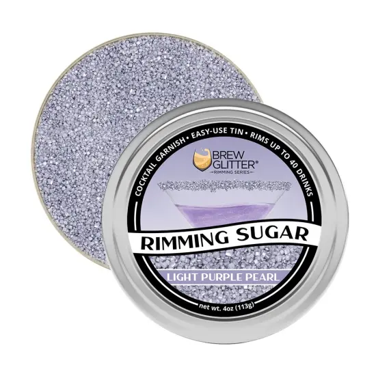 Brew Glitter - Light Purple Rimming Sugar (4oz, 1x Bar Tin) Cocktail Garnish for Mixed Drinks & Refreshments {5}