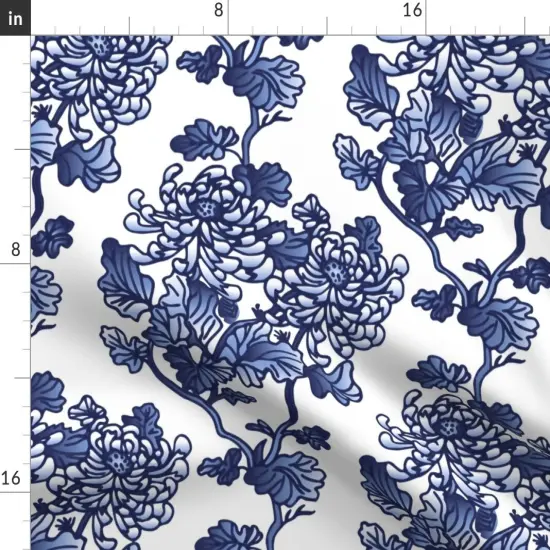 Various Fabrics by the Yard or Fat Quarter Floral Blue Peonies Spring Kitchen Home Decor Flowers Modern Momochramtic Custom Printed Fabric by Spoonflower {2}