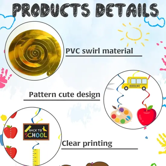 Welcome Back to School Banner Pencil Spiral Pendant School Decorations {2}