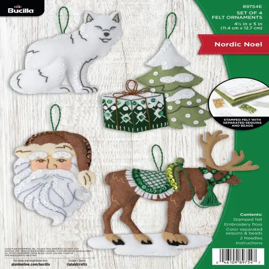 Bucilla Felt Ornaments Applique Kit Set Of 4-Nordic Noel {1}